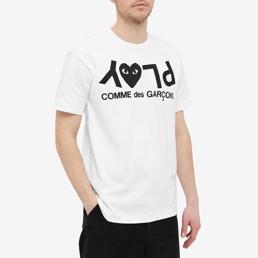 Comme des Garcons Play Boy's White Reserve Play Logo T-Shirt Top Size Sm…